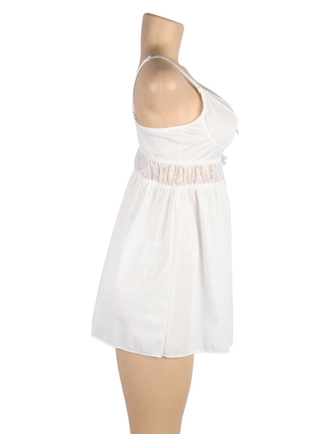 V-Neck Babydoll Lingerie White Delicate Lace Design