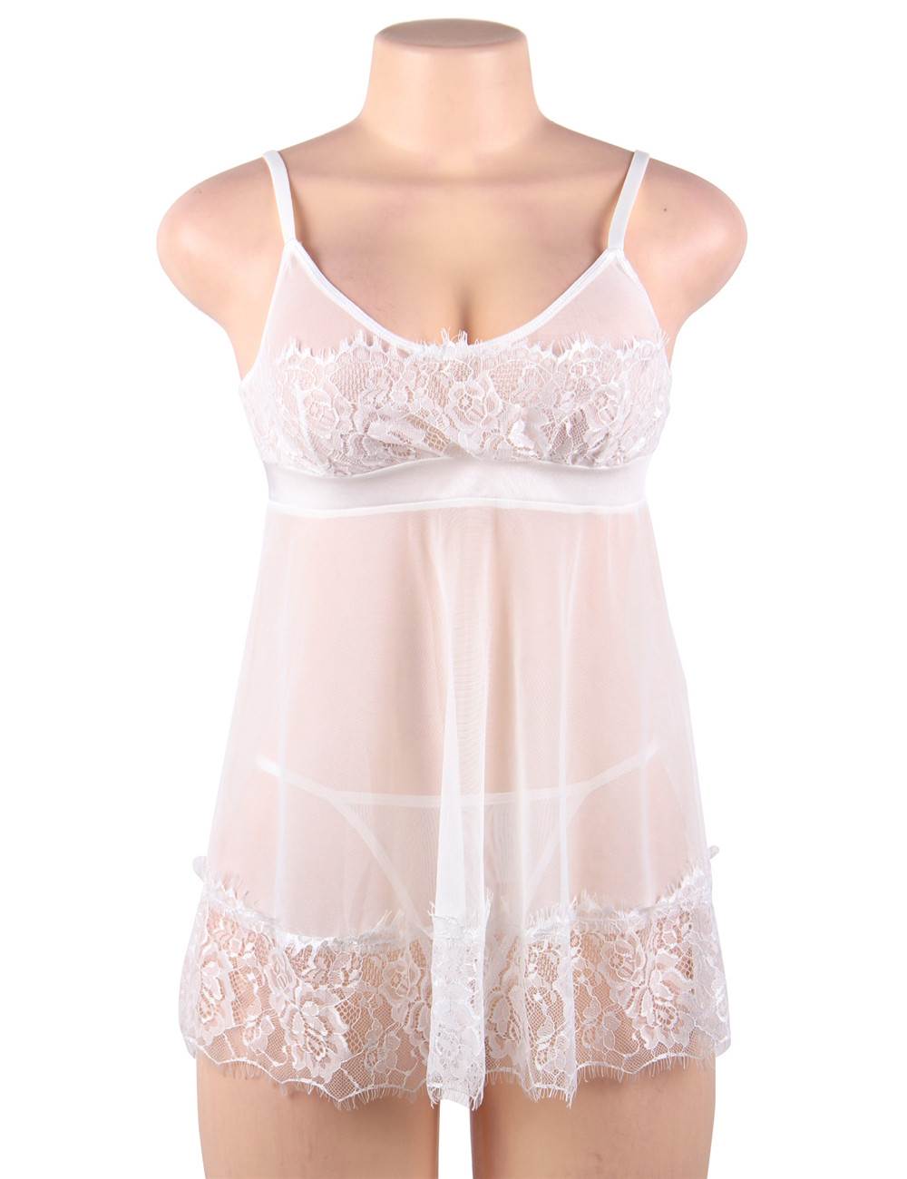 White Lingerie Dress with Lace Women's Loungewear COCO BOUDOIR