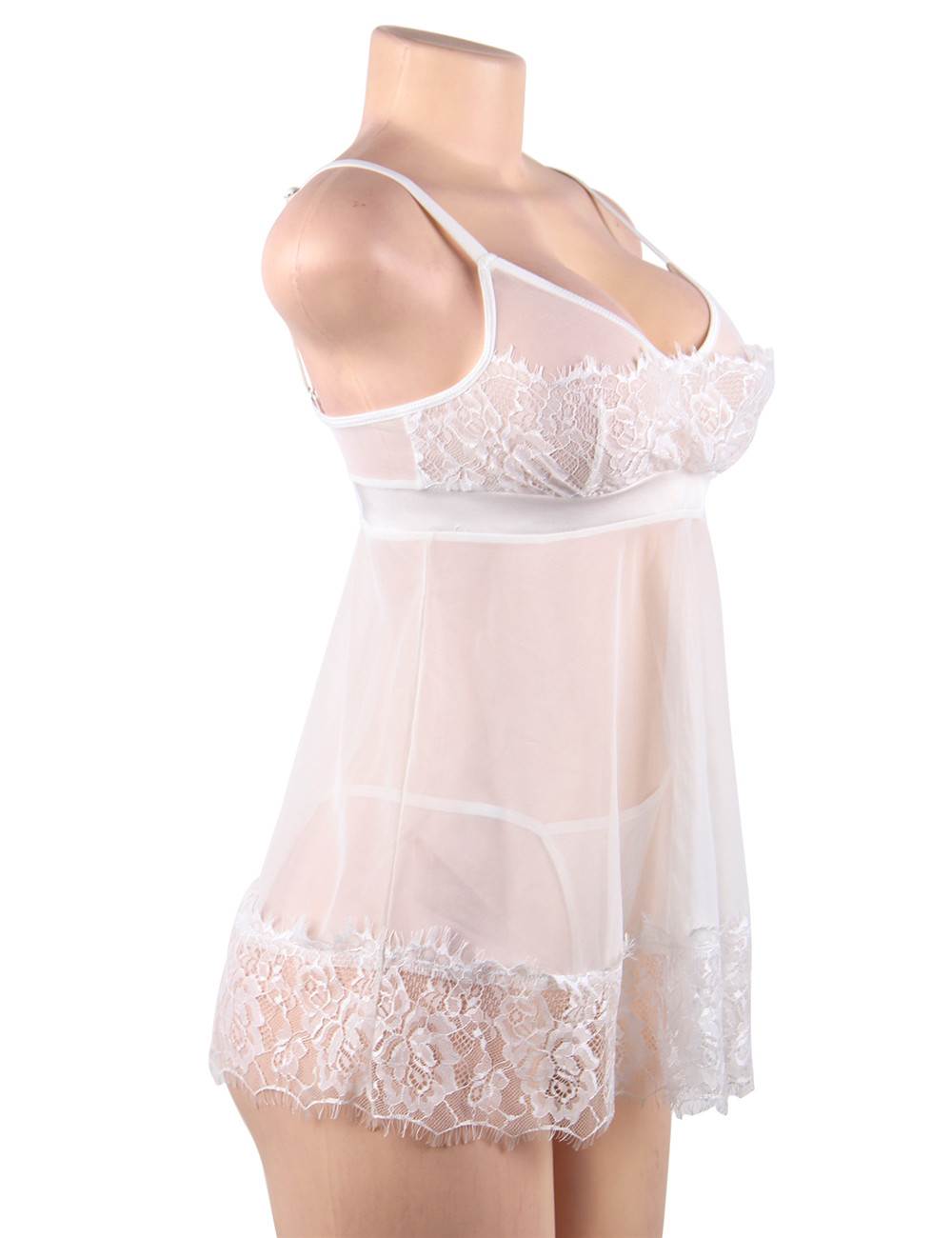 White Lingerie Dress with Lace Women's Loungewear COCO BOUDOIR