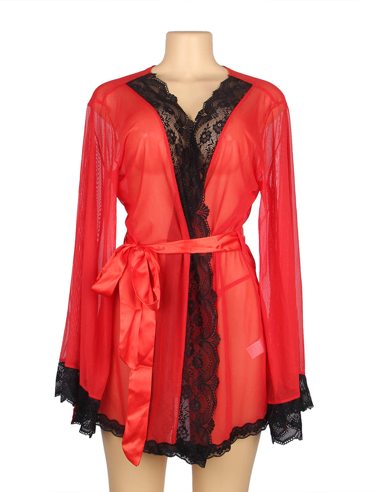 Women's Nightdress Red Sexy Lace Detailing