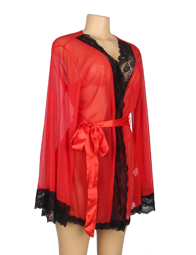 Women's Nightdress Red Sexy Lace Detailing